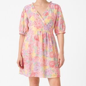 Emily Wonders ruffled v neck short sleeve mini dress size S NWT